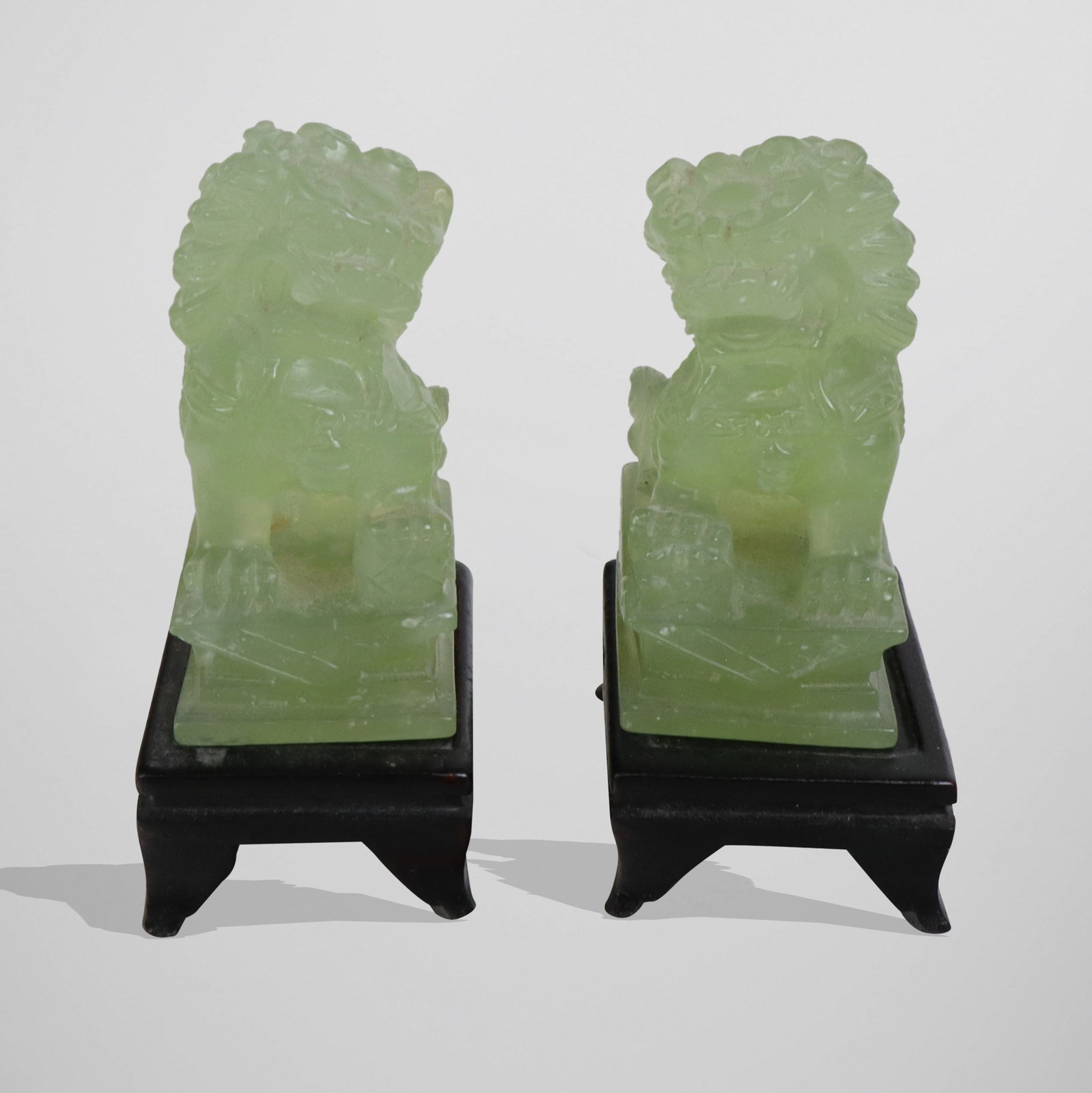 Pair Small Green Quartz Foo Lions (1 of 11)