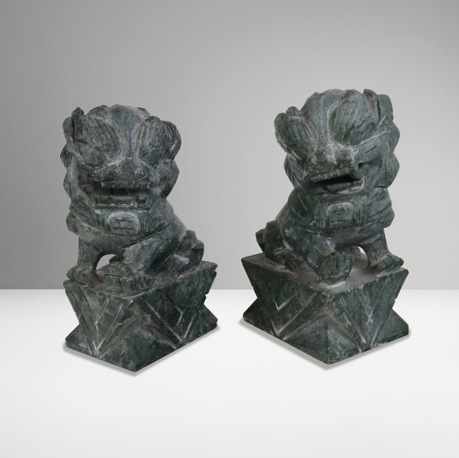 Pair Marble Carved Foo Lions (1 of 13)