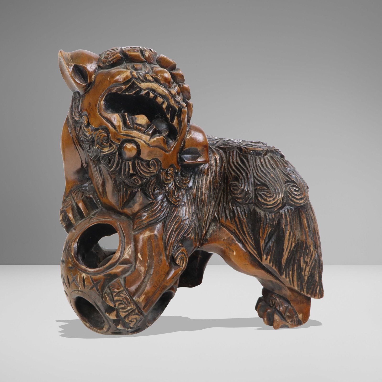 Chinese Carved Wood Foo Dog (1 of 10)