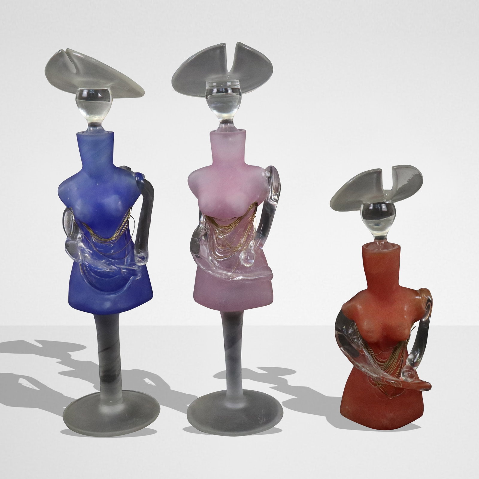Set of Three Elena Art Glass Figural Perfumers (1 of 10)