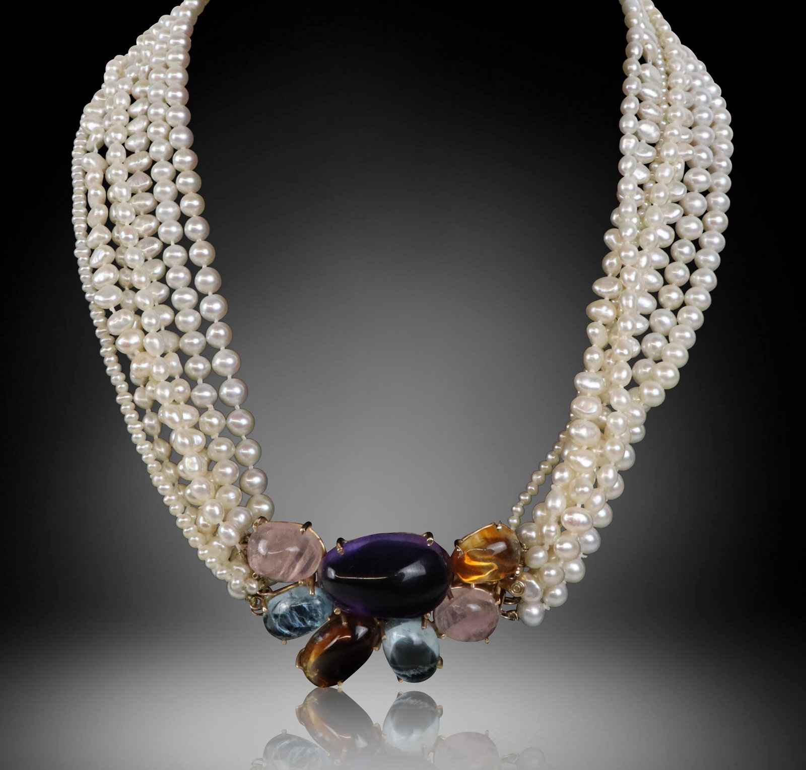 Cabochon Gem and Pearl Necklace (1 of 15)