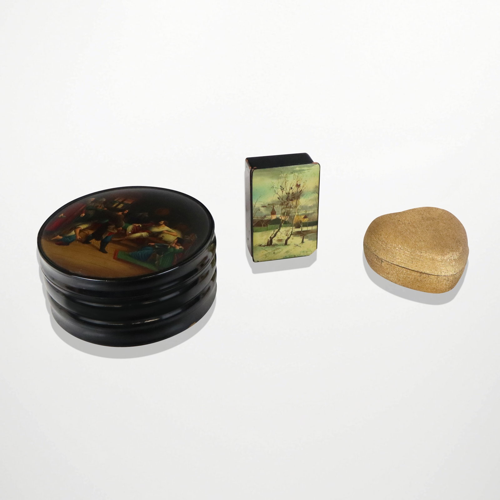 Three Papier Mache & Composition Boxes - 18