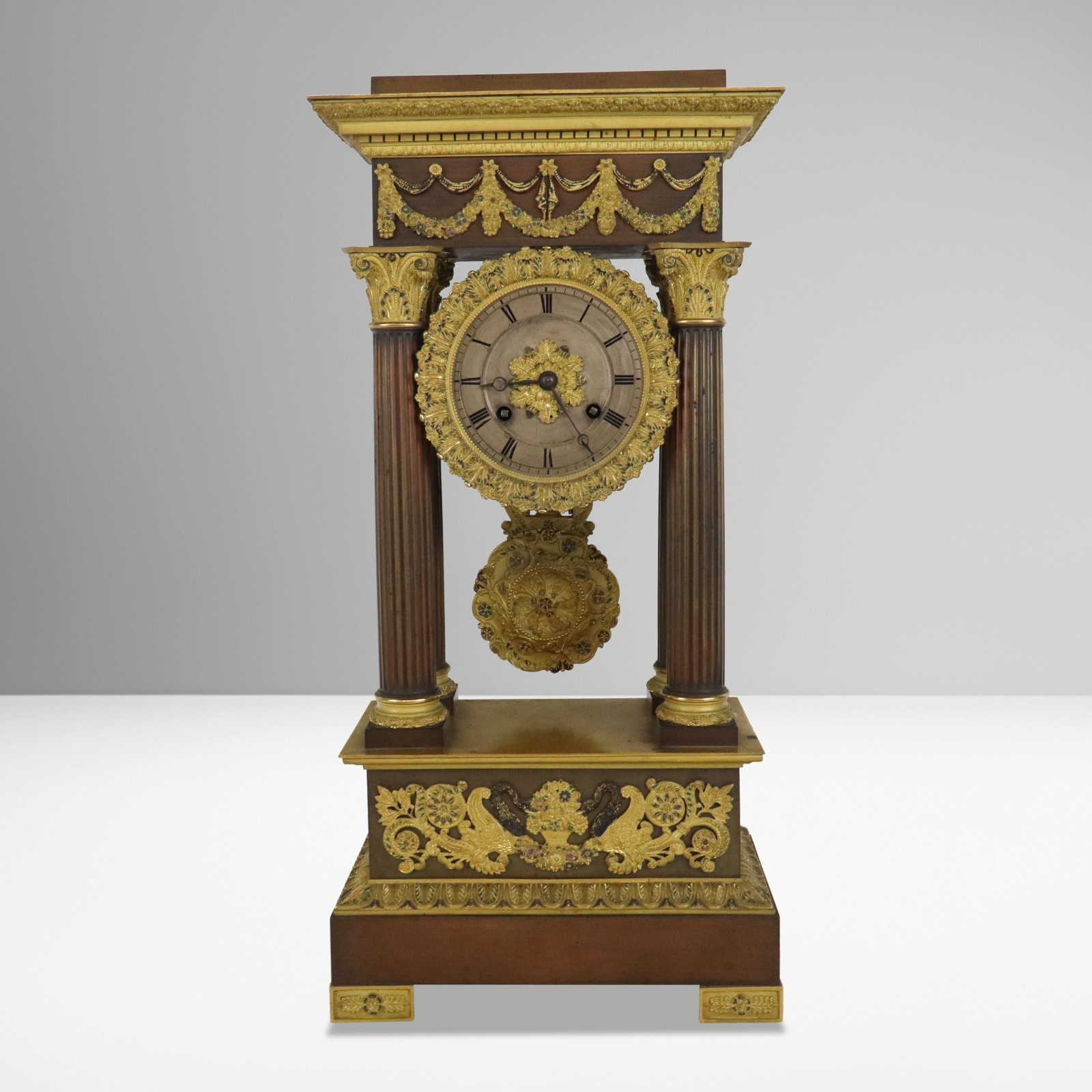 French Empire Gilt Metal Portico Clock (1 of 12)