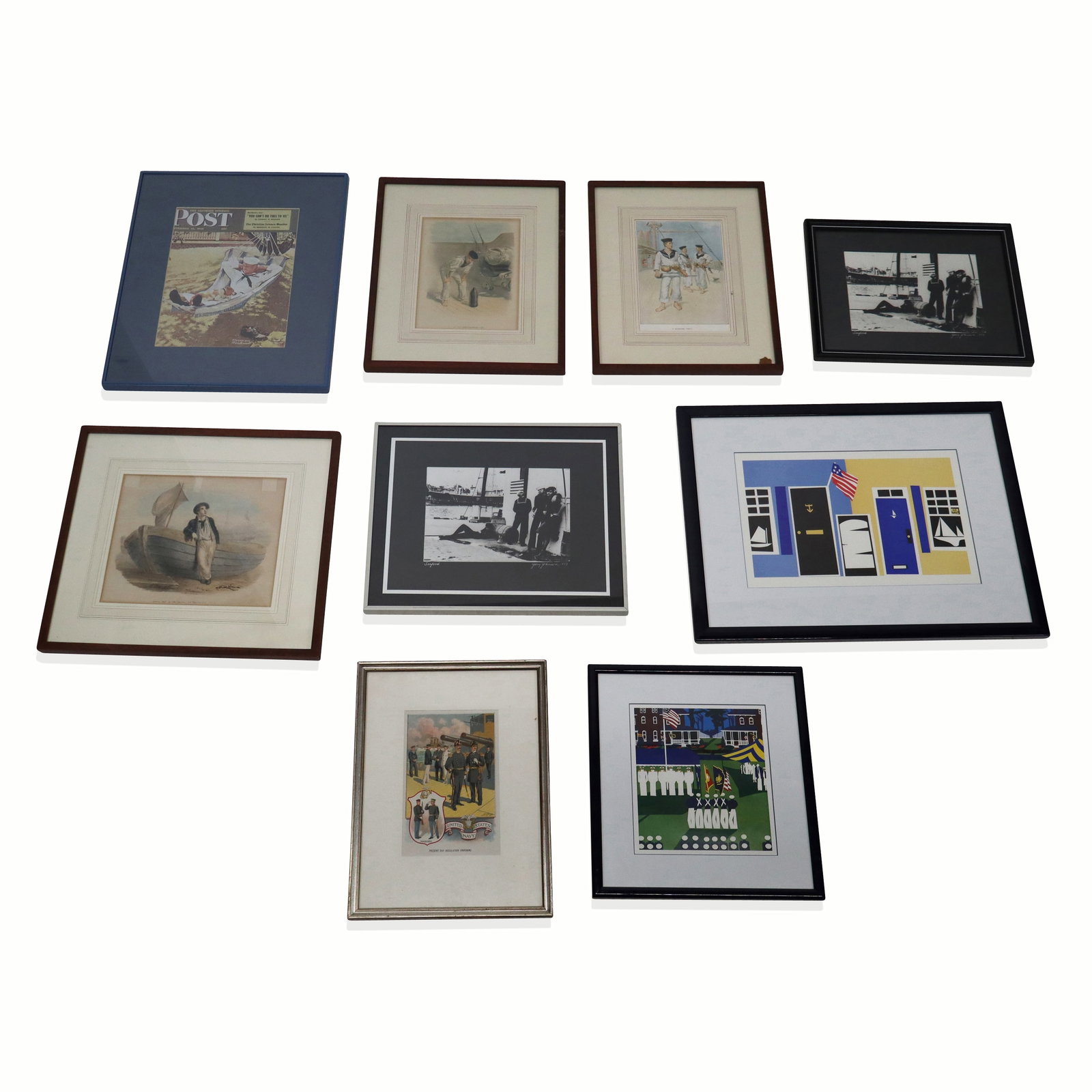 Collection of 9 Vintage Naval Decorative Prints (1 of 20)