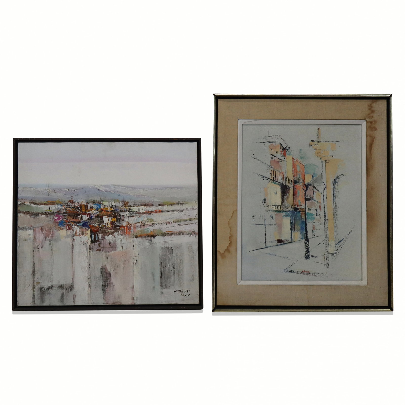 Two Framed Abstract Oil Cityscapes (1 of 17)