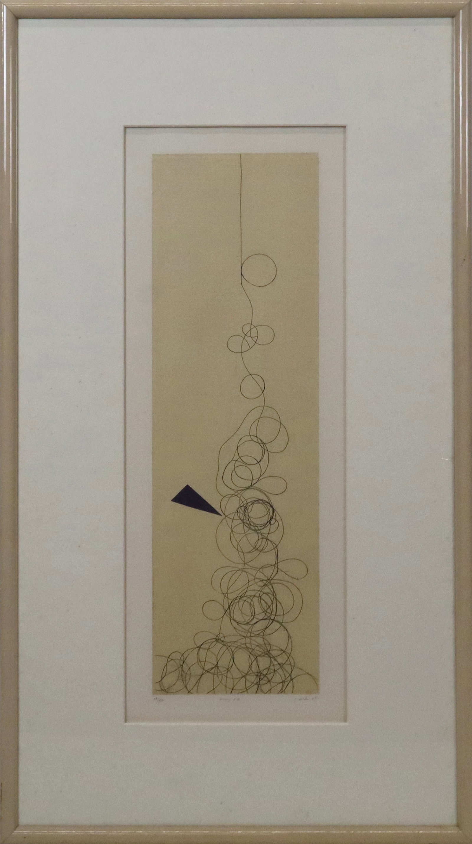 Yasuhiro ESAKI Abstract Geometric Intaglio Print: Yasuhiro Esaki (Japanese-American, b. 1941) intaglio in color depicting an abstract geometric composition titled "May 5th", pencil signed, dated, titled, and numbered to margin, 1989, ed. 19/20, matte
