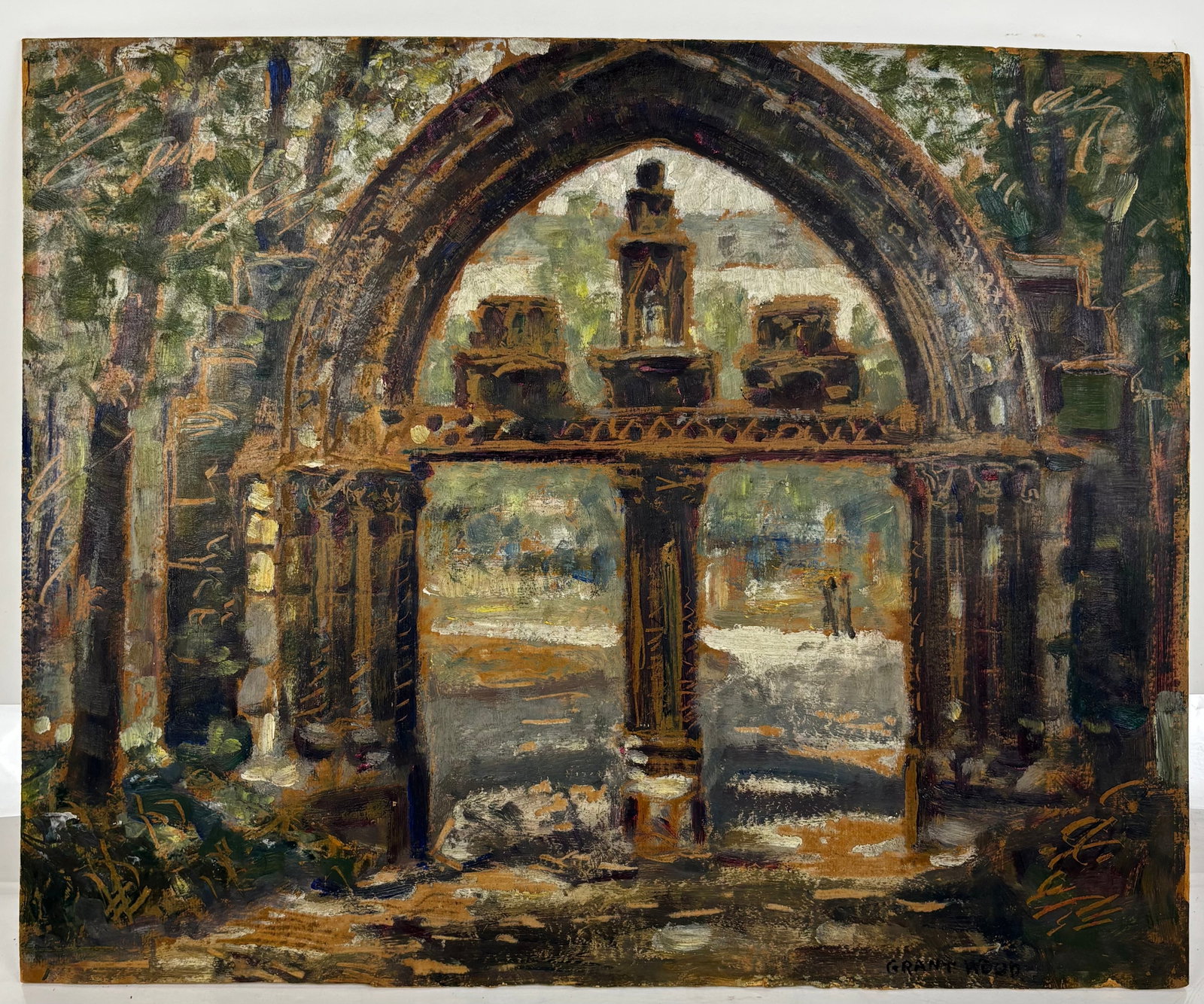 Grant WOOD "Doorway..." Oil on Board (1 of 13)