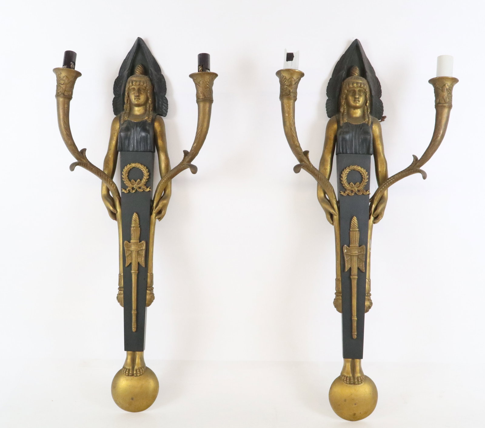 Pair of French Empire Figural Bronze Sconces (1 of 14)