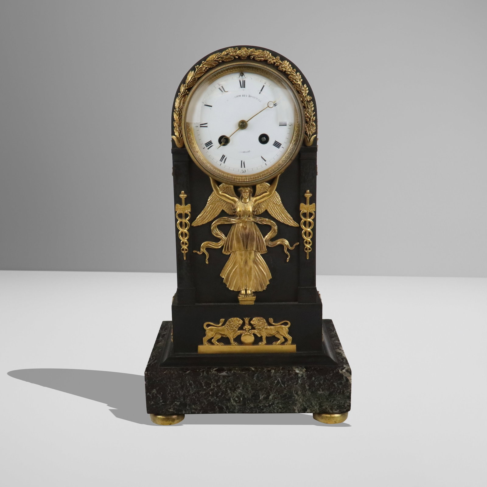 French Empire Gilt Bronze, Marble & Metal Clock (1 of 15)
