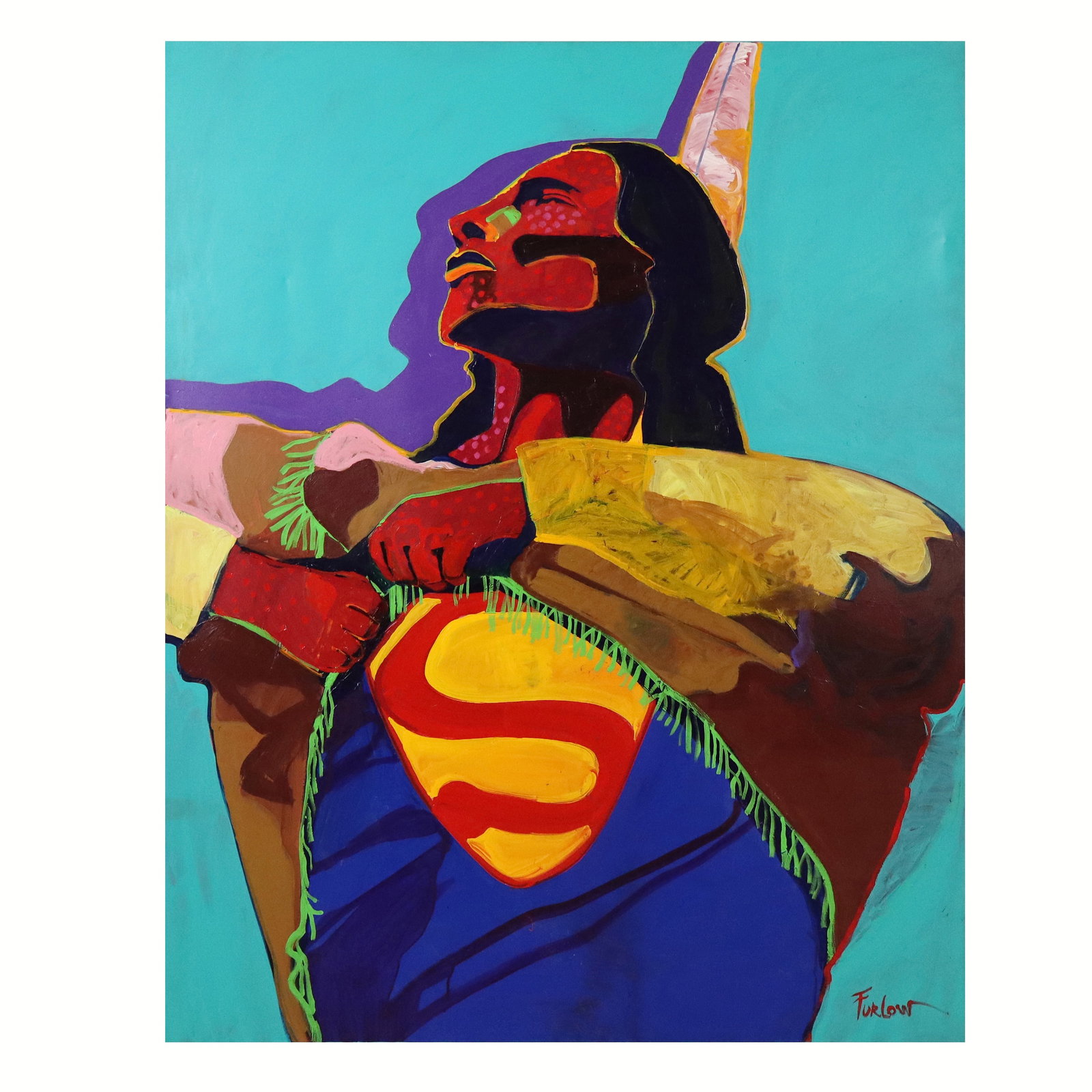 Malcolm FURLOW Acrylic on Canvas "Superman Indian" (1 of 12)
