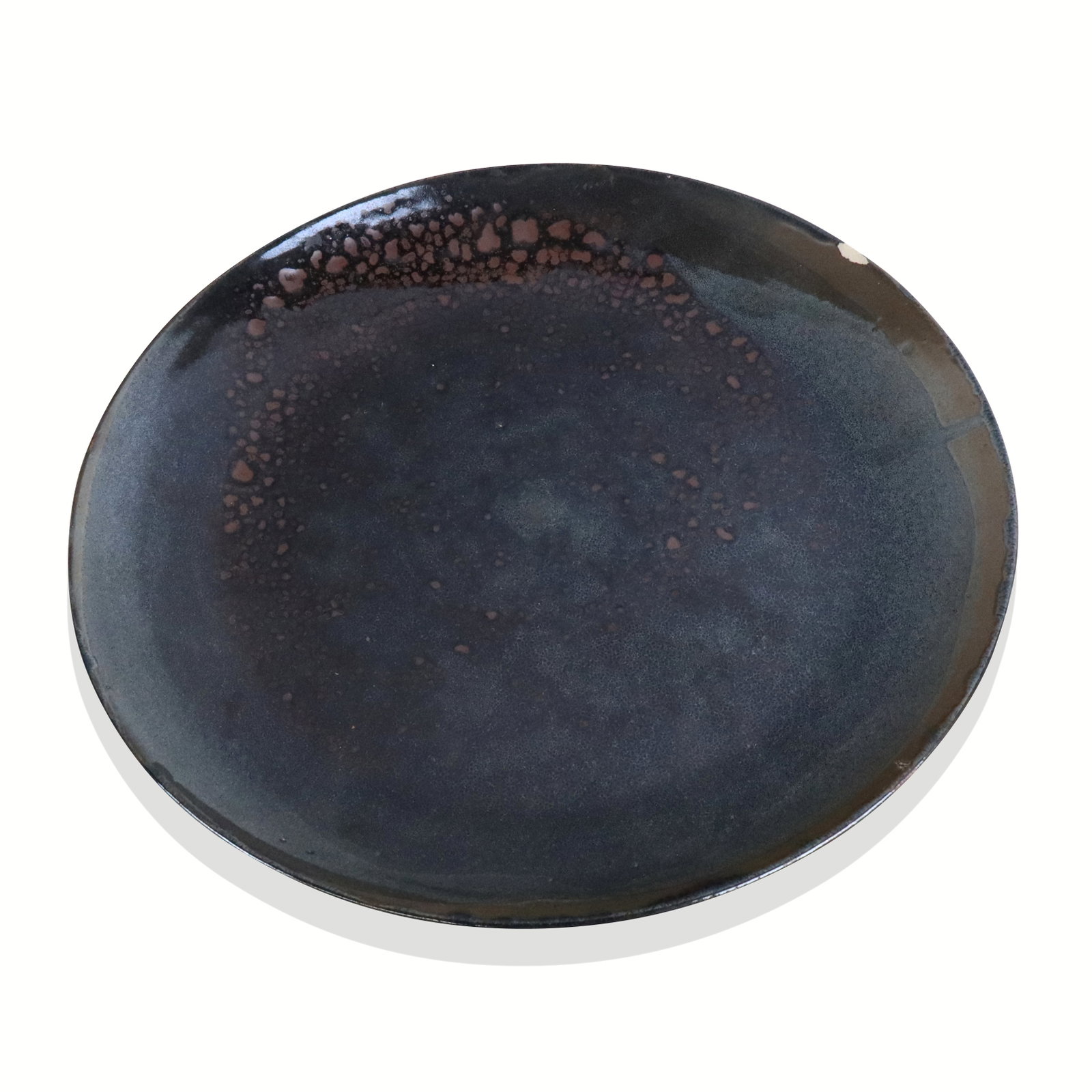 Christiane PERROCHON Ceramic Plate: Christiane Perrochon (Swiss, born 1942) a ceramic plate with organize pebbled finish, initials to reverse. [11" Diameter]. Overall condition is good, with chip to reim.