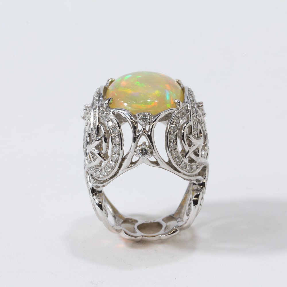 Opal, Diamond & White Gold Ring (1 of 11)