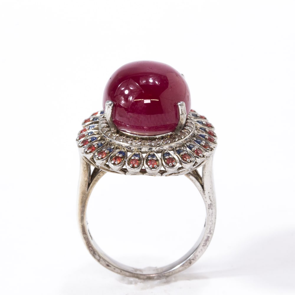 Ruby, Sapphire, Diamond & Silver Ring (1 of 11)