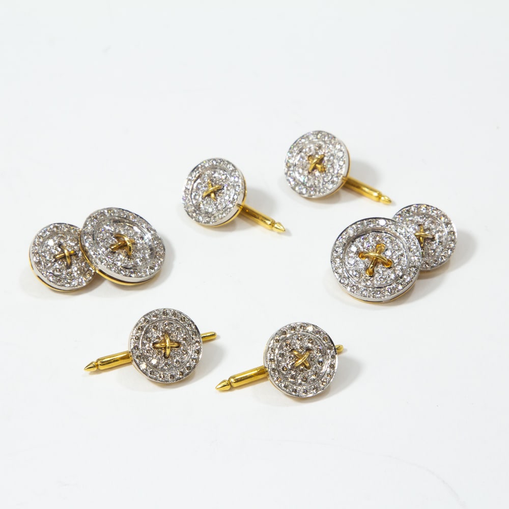 Diamond & Bicolored Gold Gents Dress Set, 6 (1 of 9)