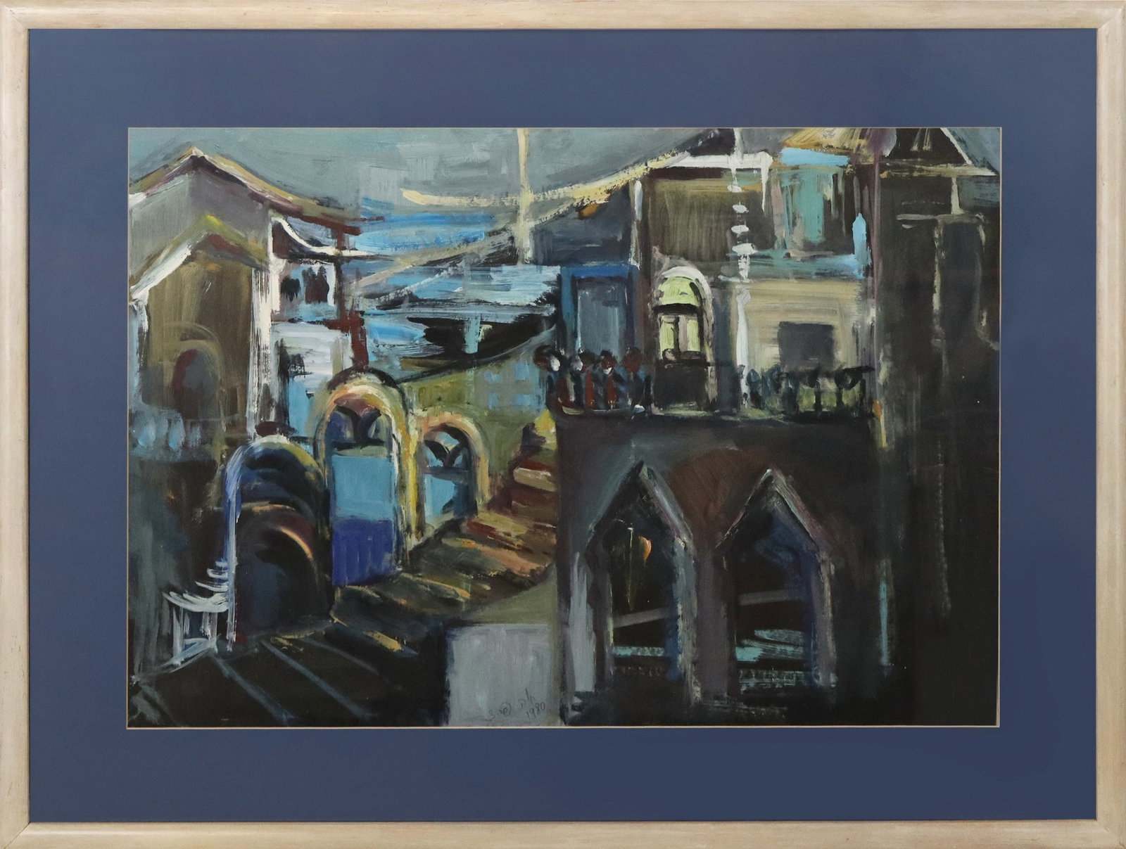 Avri OHANA Oil on Canvas, New York City, 2007: Avri Ohana (Moroccan-Israeli, b. 1939) small unframed oil on canvas, New York city skyline, signed lower left "Ohana", with additional signature, date, and inscription to verso, 2007. [8" sq.]. Overal