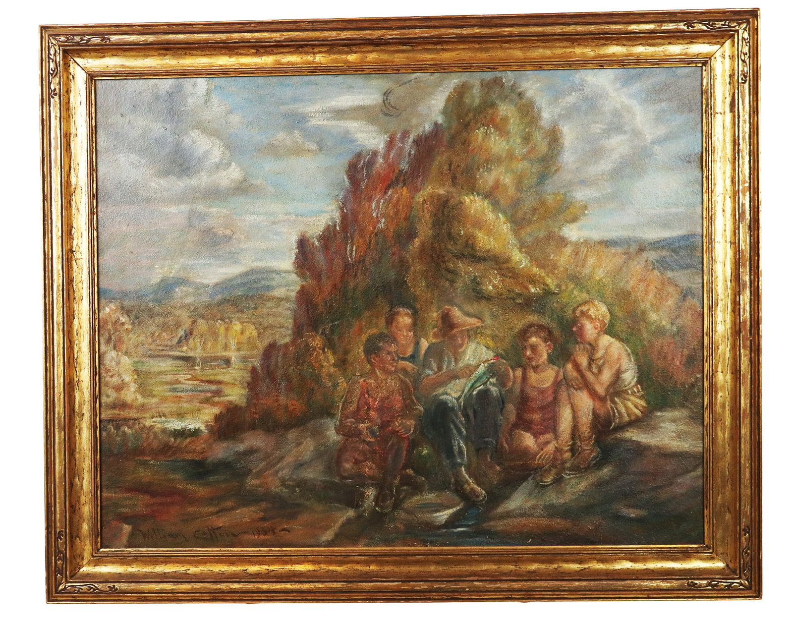 William COTTON oil on Masonite Figural Scene (1 of 15)
