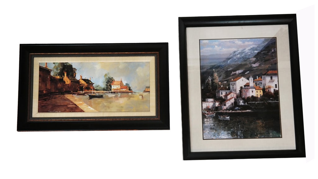Goerschner & Lotte, 2 Reproduction Art Prints: Group of two framed art reproduction prints, 20th/21st century, including a giclee after Ted Goerschner (American, 1933-2012) titled "Morning Harbor," together with a print after F. Lotte (South Korea
