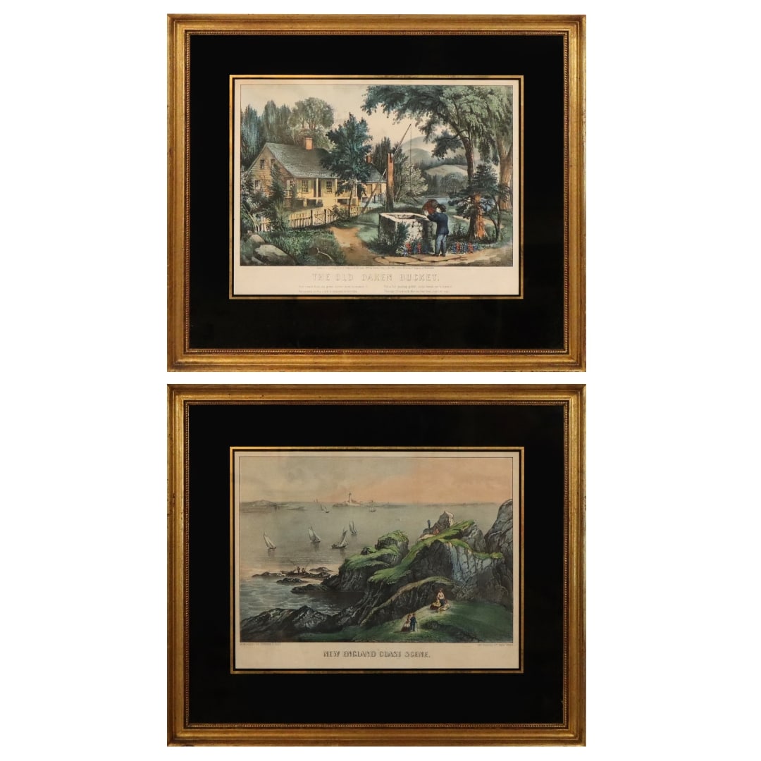Two Currier & Ives Hand-Colored Lithographs (1 of 19)