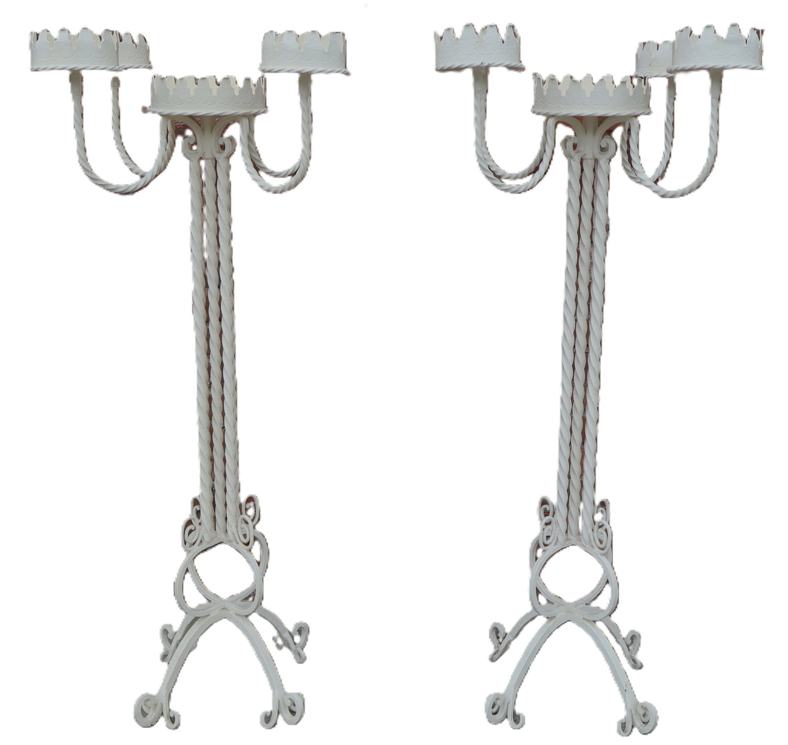 Pair of White Painted Cast Iron Floor Candelabras (1 of 11)