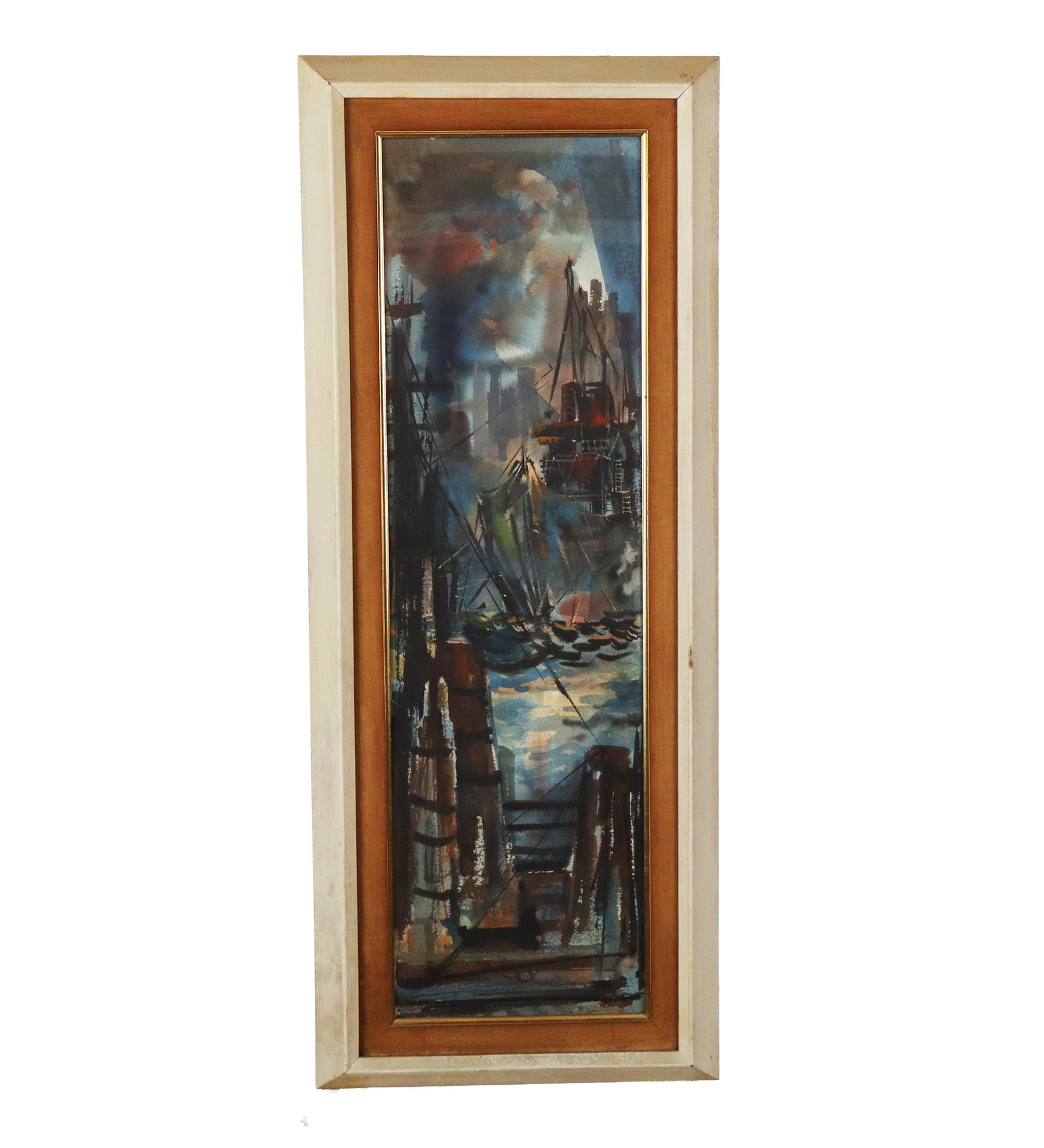 Eam HARTE signed Watercolor Harbor Scene (1 of 9)