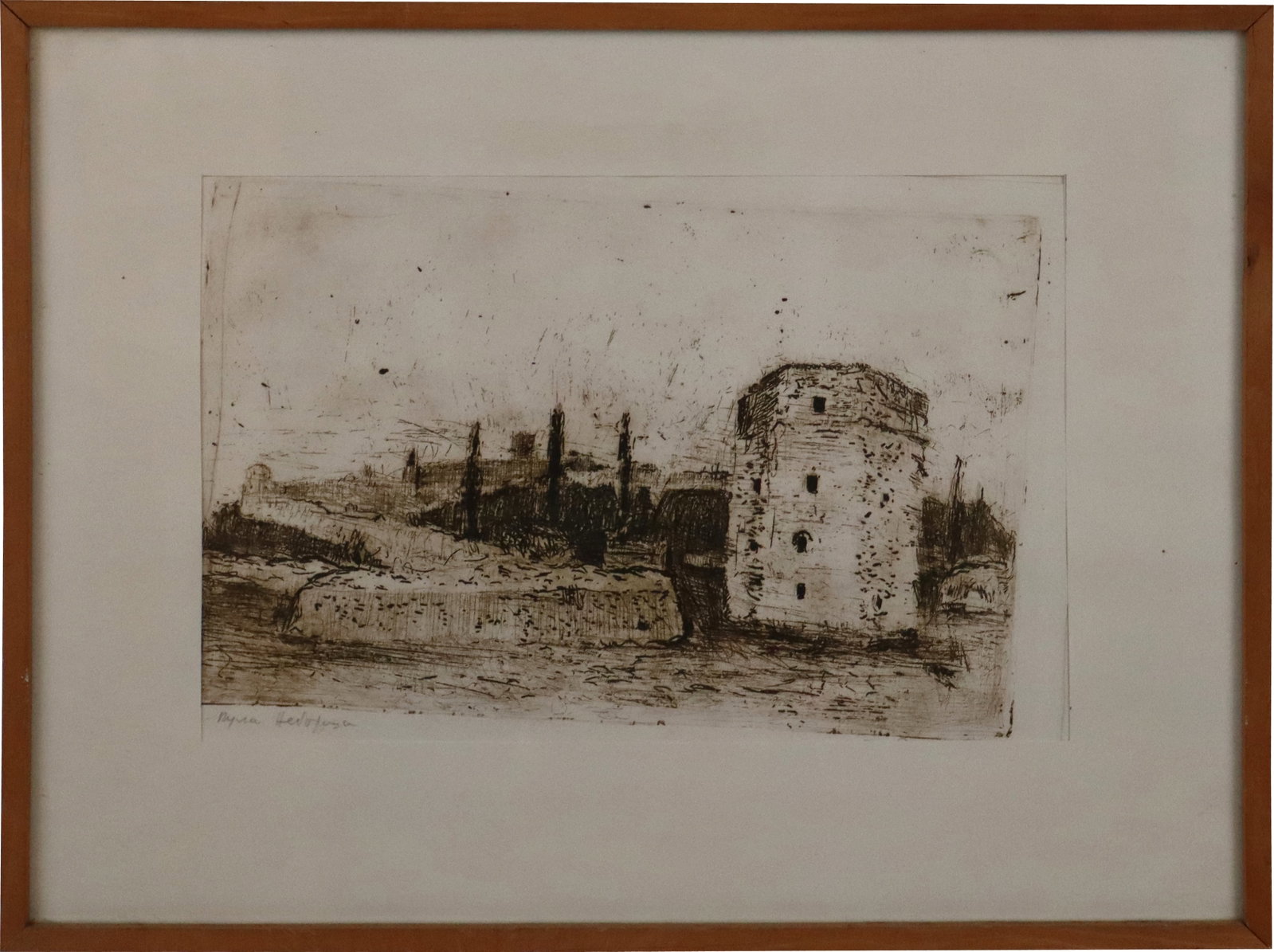 Signed Aquatint Etching of Ruins (1 of 9)
