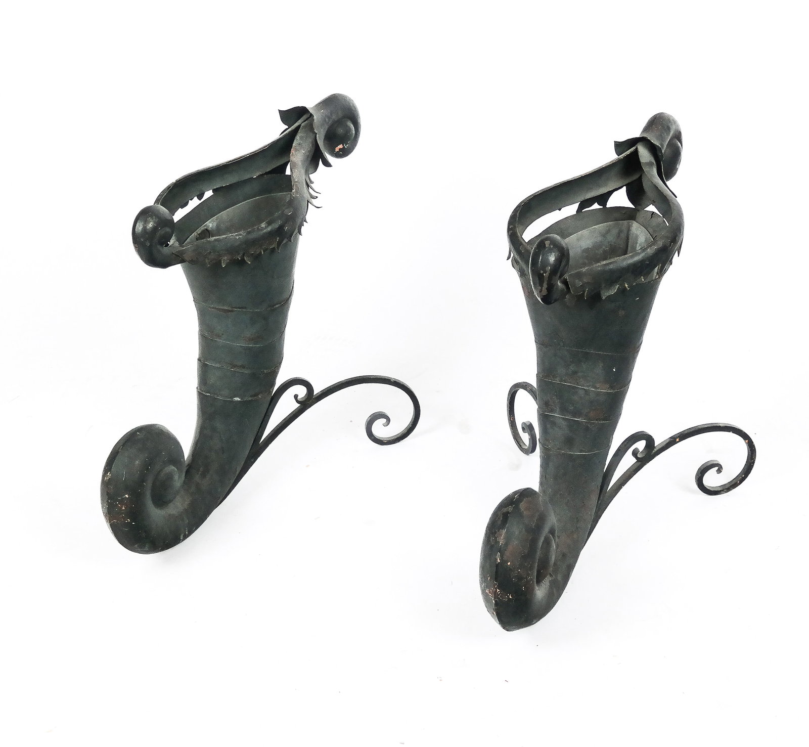 Renaissance Revival Cornucopia Tole Planters, 2 (1 of 9)