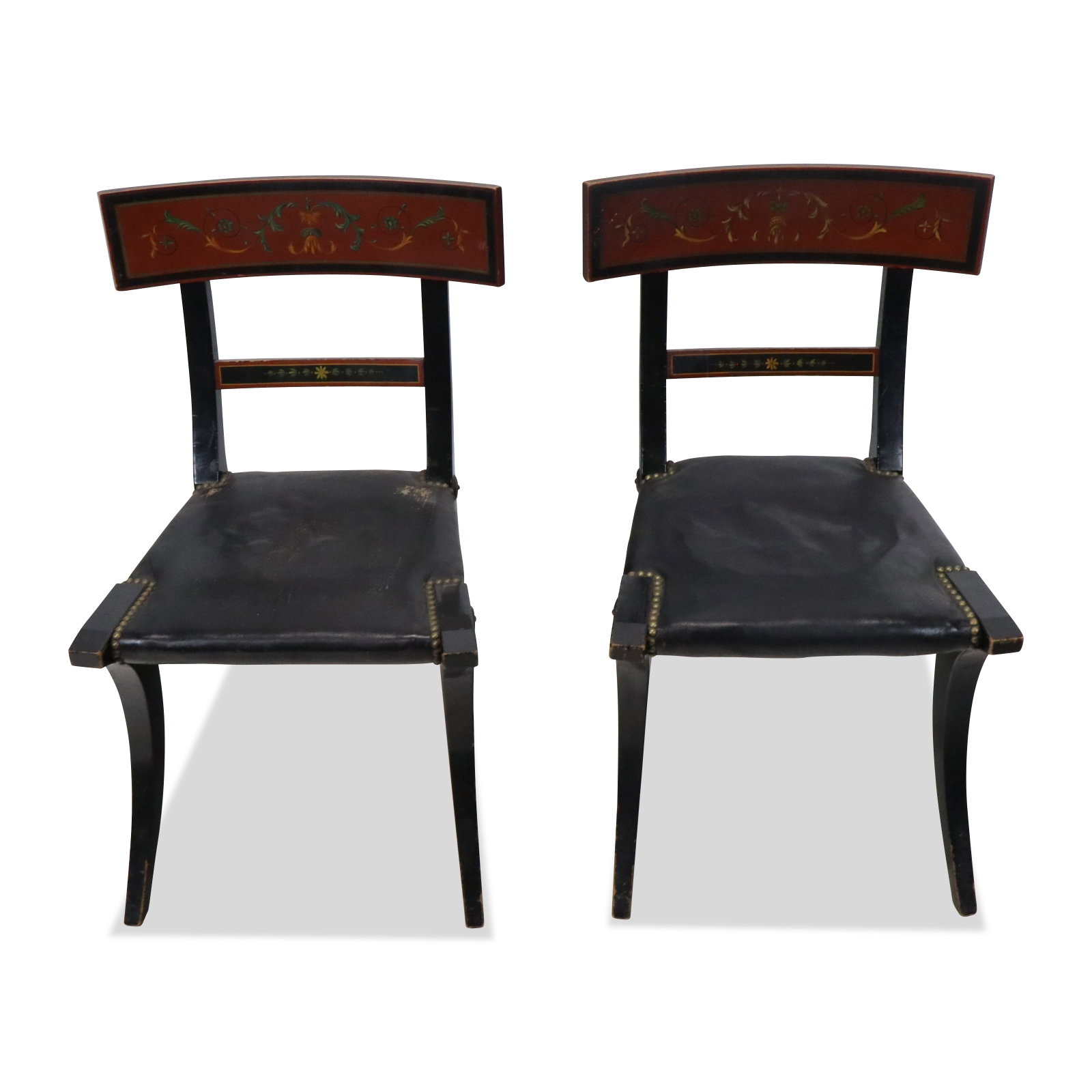 Pair Upholstered and Hand-Painted Klismos Chairs (1 of 12)