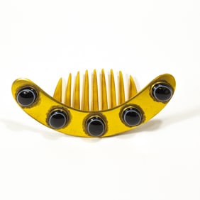 Victorian Brass & Bull's Eye Agate Hair Comb