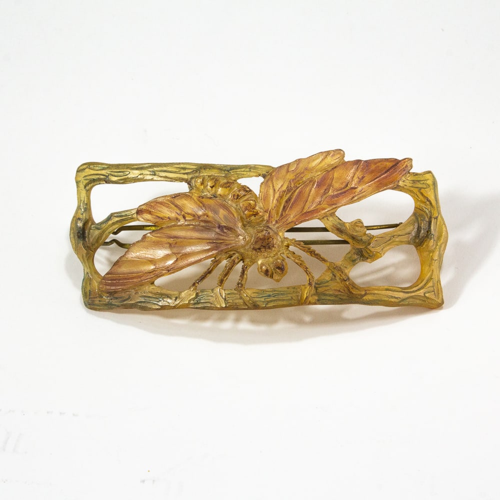 Art Nouveau Georges Pierre Carved Horn Barrette