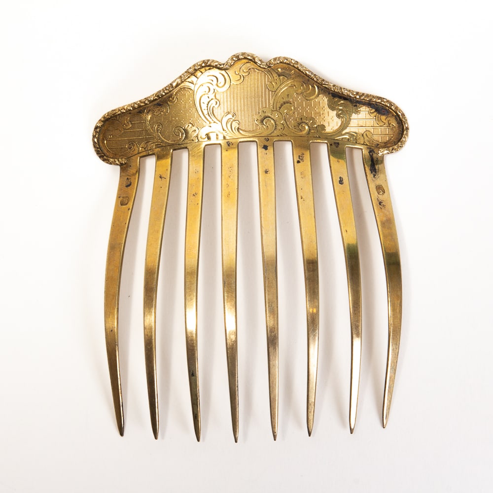Louis XV Inspired Silver Vermeil Hair Comb (1 of 12)
