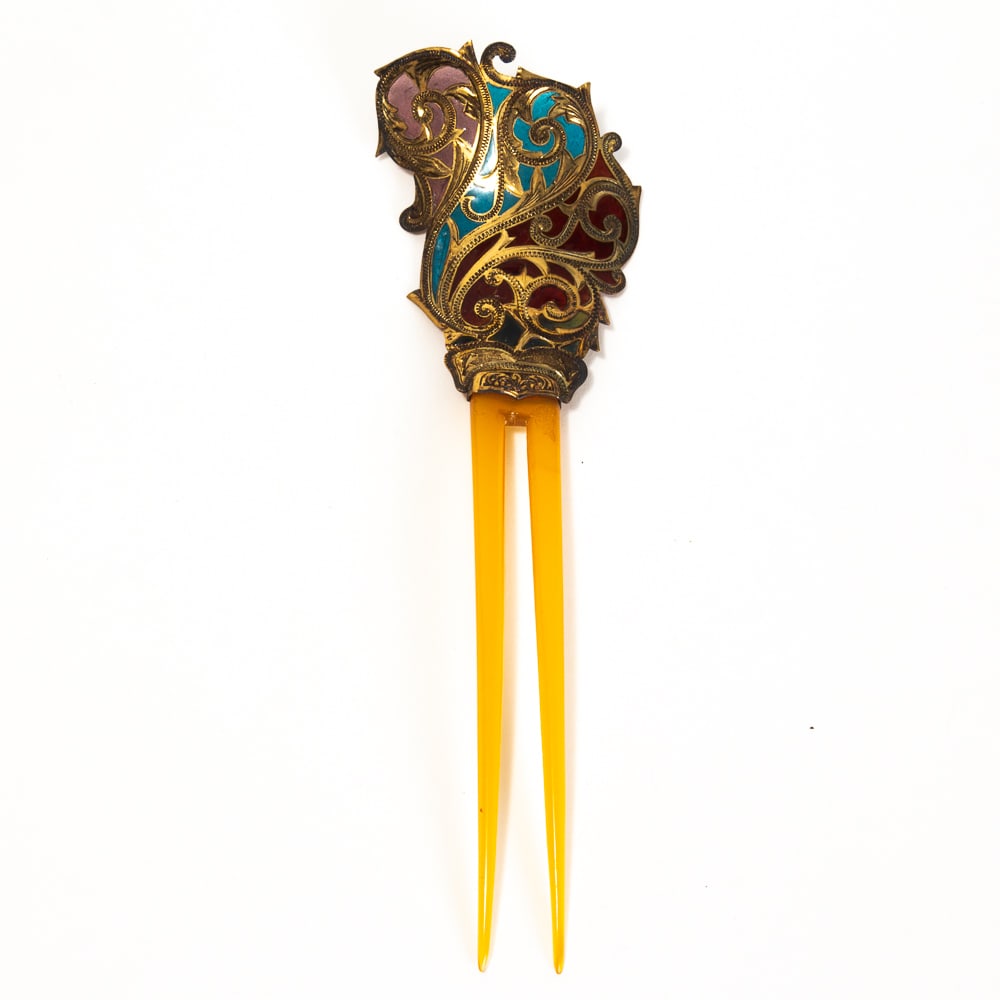 Art Nouveau Silver Plique a Jour Enamel Hair Comb (1 of 10)
