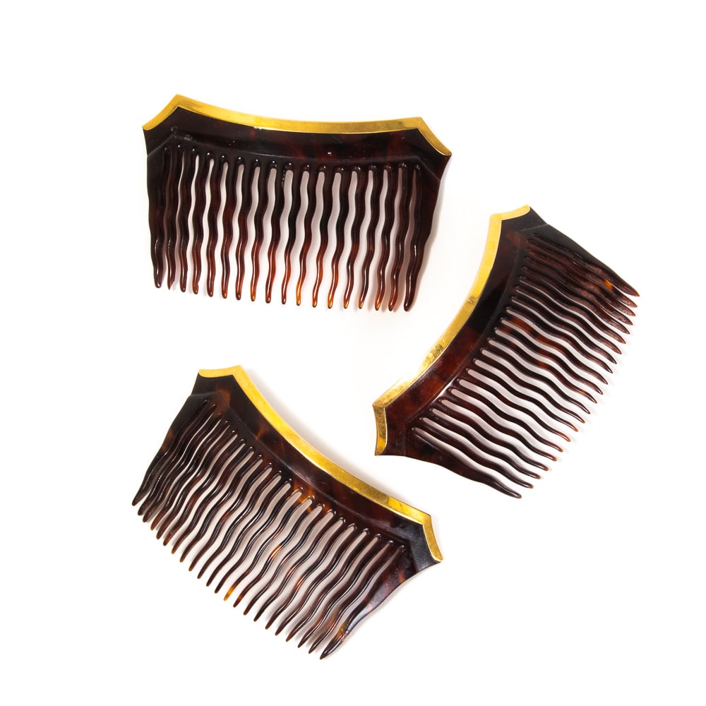 Set of Three Victorian Gold Hair Combs (1 of 14)