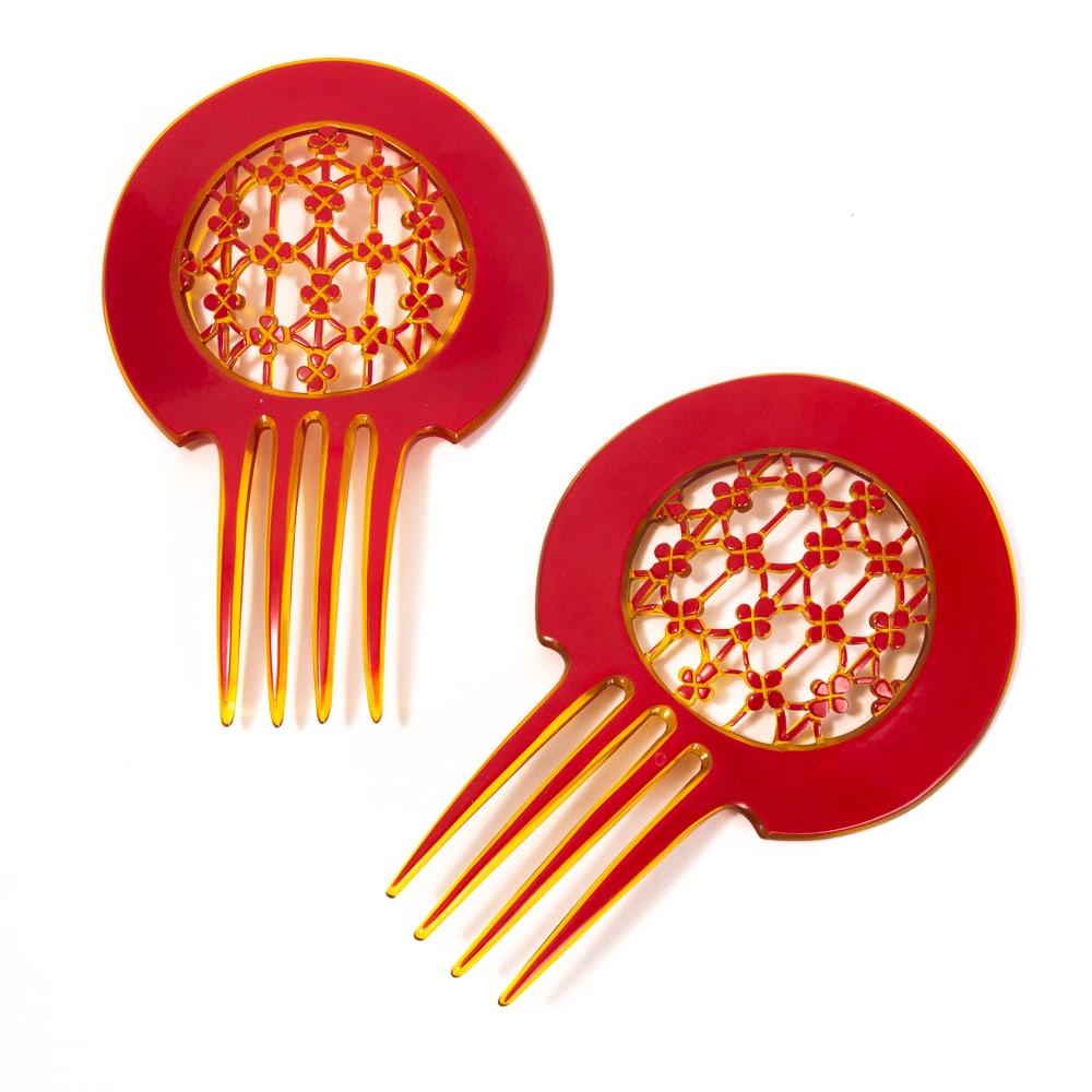 Pair of Art Deco Chinoiserie Celluloid Hair Combs (1 of 13)