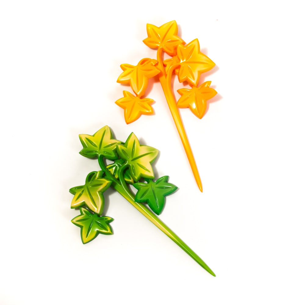 Pair of Isabel Canovas Resin Leaf Hairpins (1 of 17)