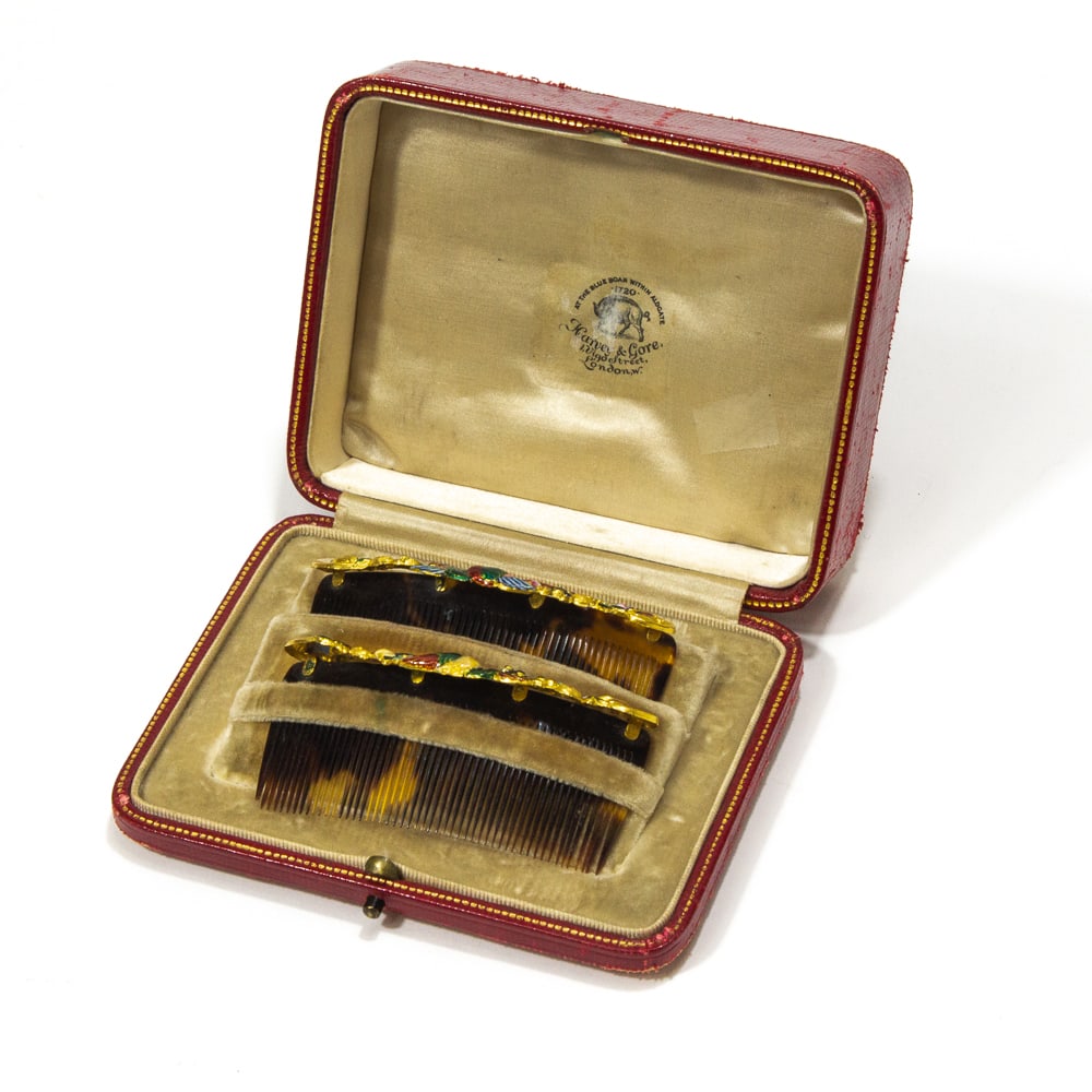 Pair of Victorian Gold Enamel Hair Combs (1 of 20)