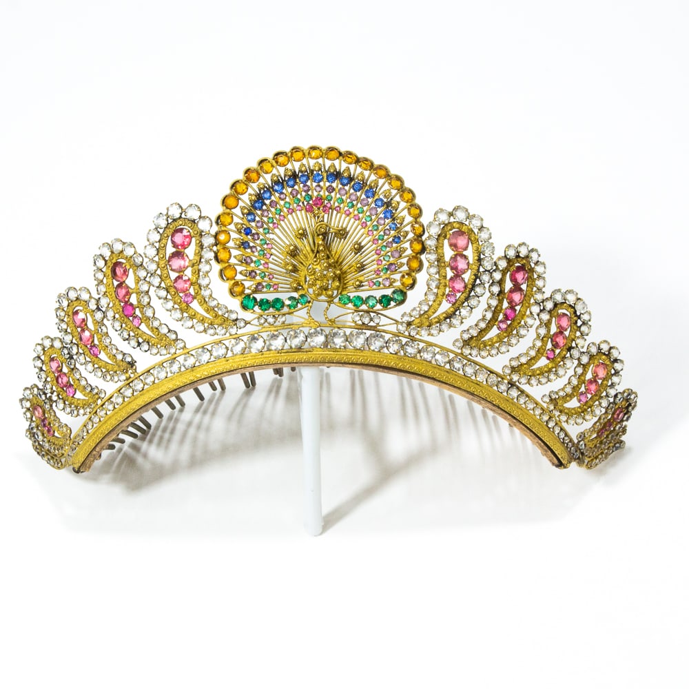 Georgian Inspired Gilt Metal Faux Gem Tiara (1 of 16)