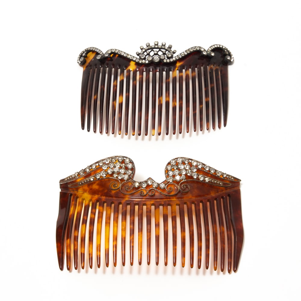Two Art Deco French Paste Embellished Hair Combs (1 of 16)