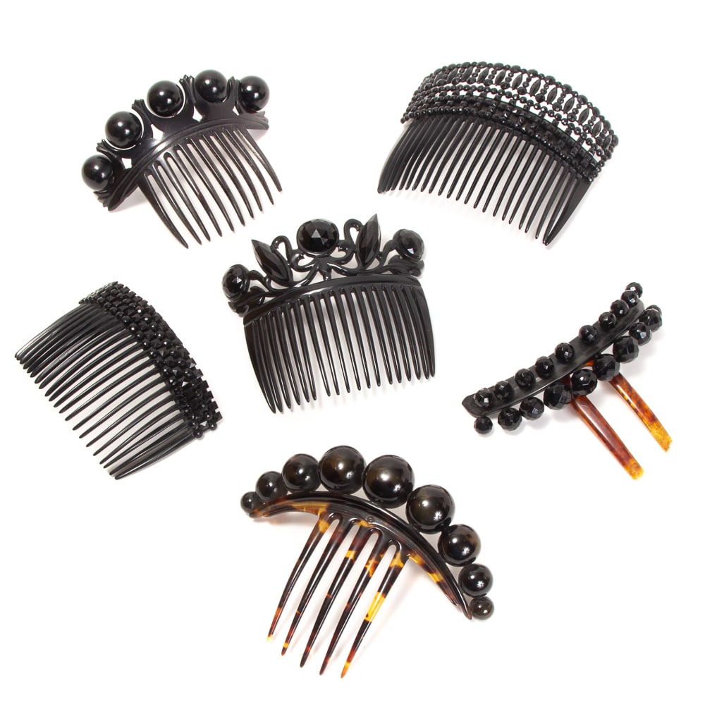 Group of 6 Victorian French Jet & Other Hair Combs (1 of 20)