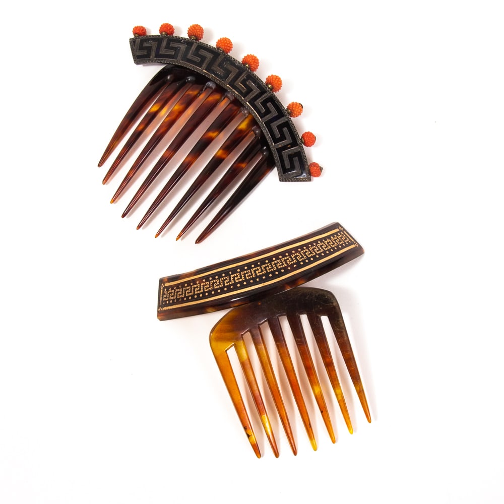 Two Antique Greek Key Hair Combs (1 of 14)