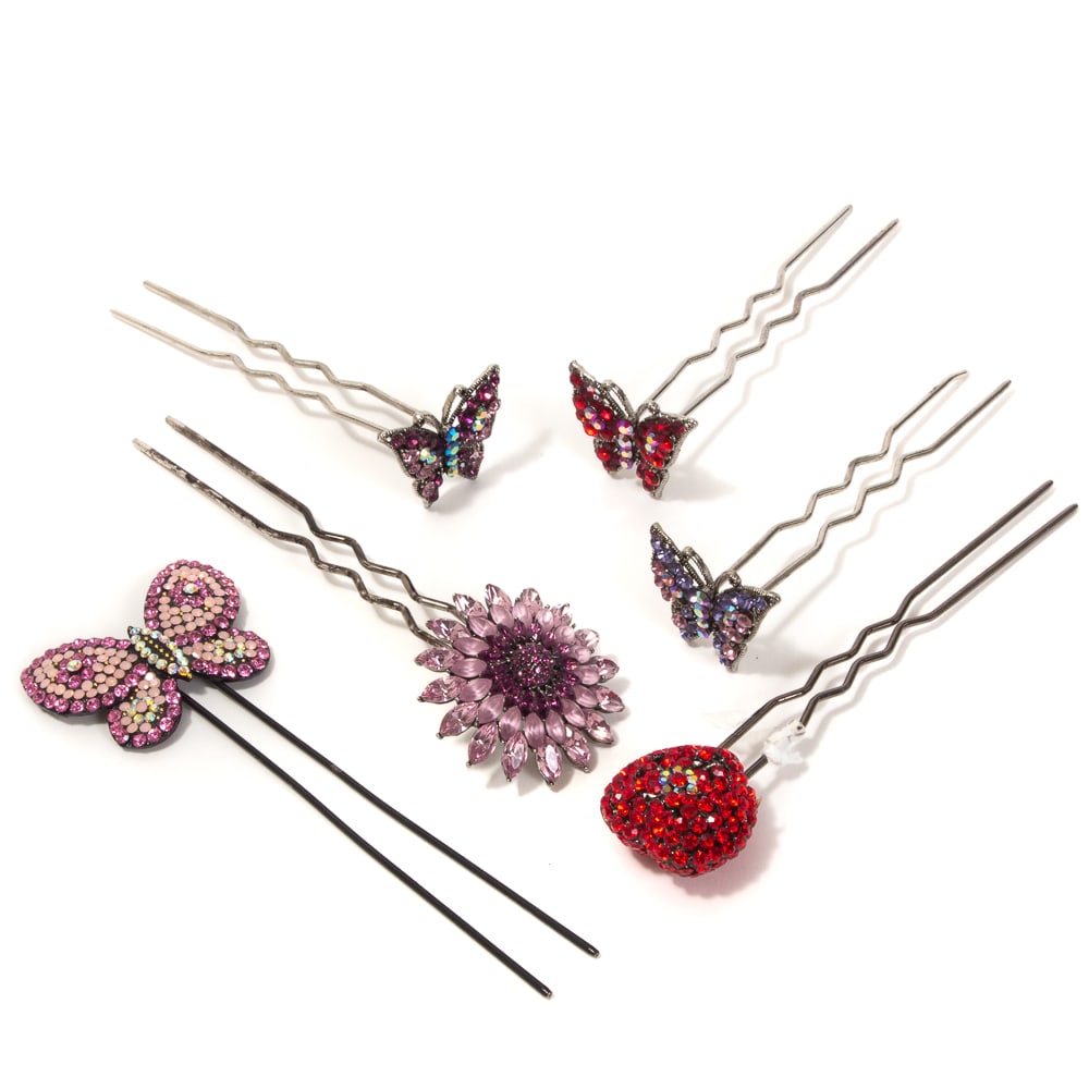 Collection of 6 Rhinestone Hairpins (1 of 16)