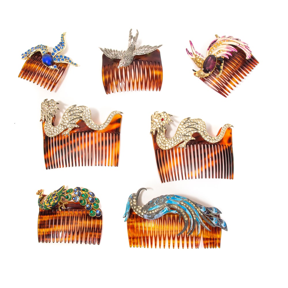 Group of 7 20th Century Ornithological Hair Combs (1 of 20)