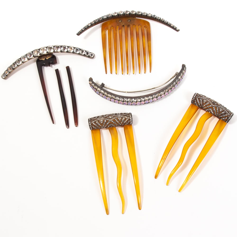 Group of 5 French Paste & Other Hair Combs (1 of 19)