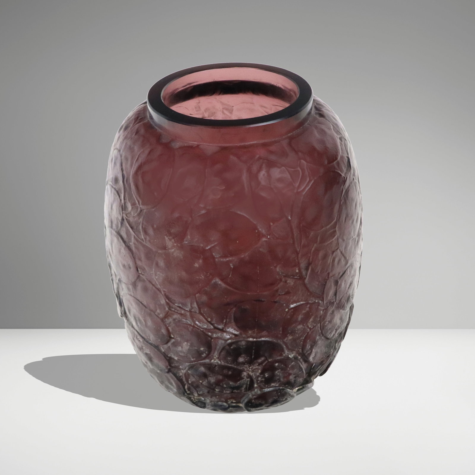 R. Lalique Aubergine Glass "Monnaie du Pape" Vase (1 of 11)