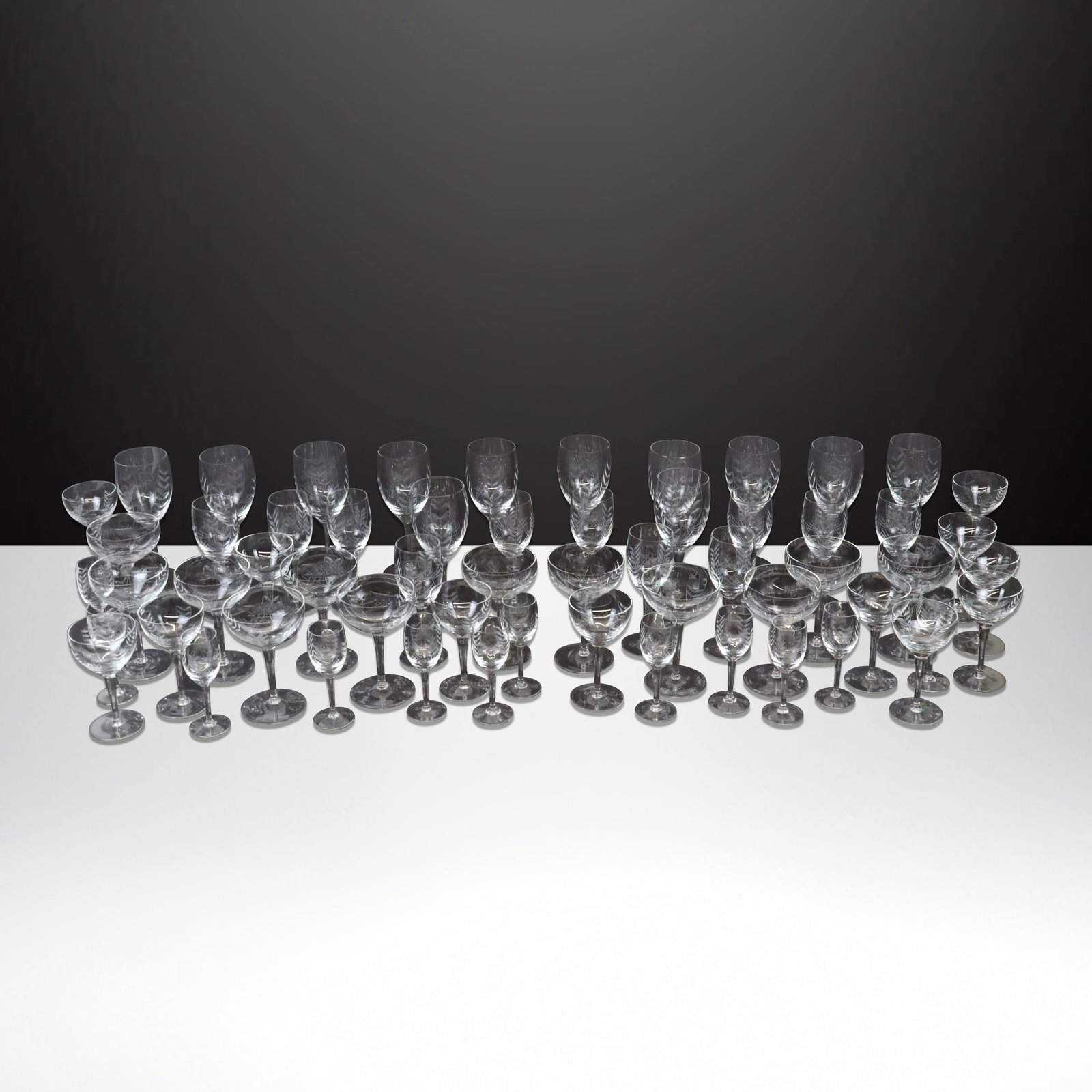 Set of Etched Crystal Stemware, 59 (1 of 15)