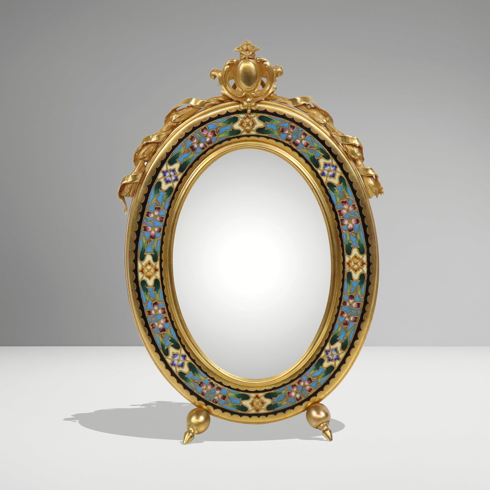 Louis XVI Champleve Enamel Vanity Mirror (1 of 11)