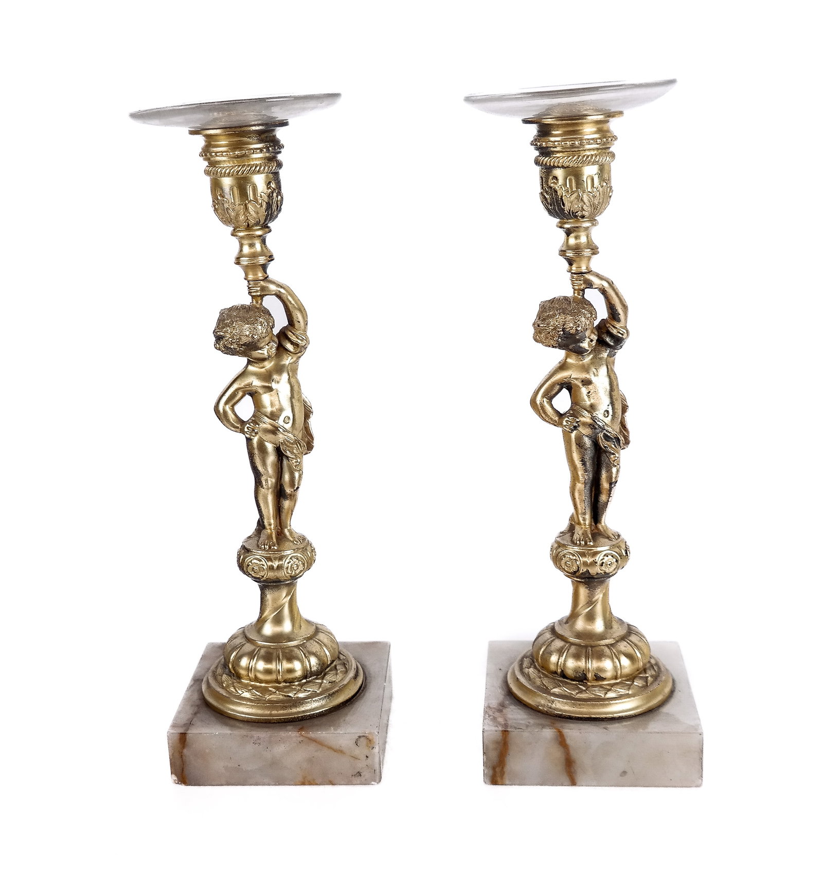Pair of Putto Form Gilt Bronze Candlesticks (1 of 7)