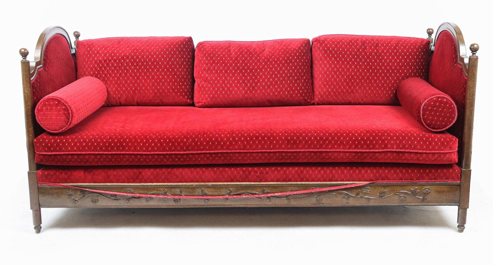 French Provincial Carved & Upholstered Daybed (1 of 19)