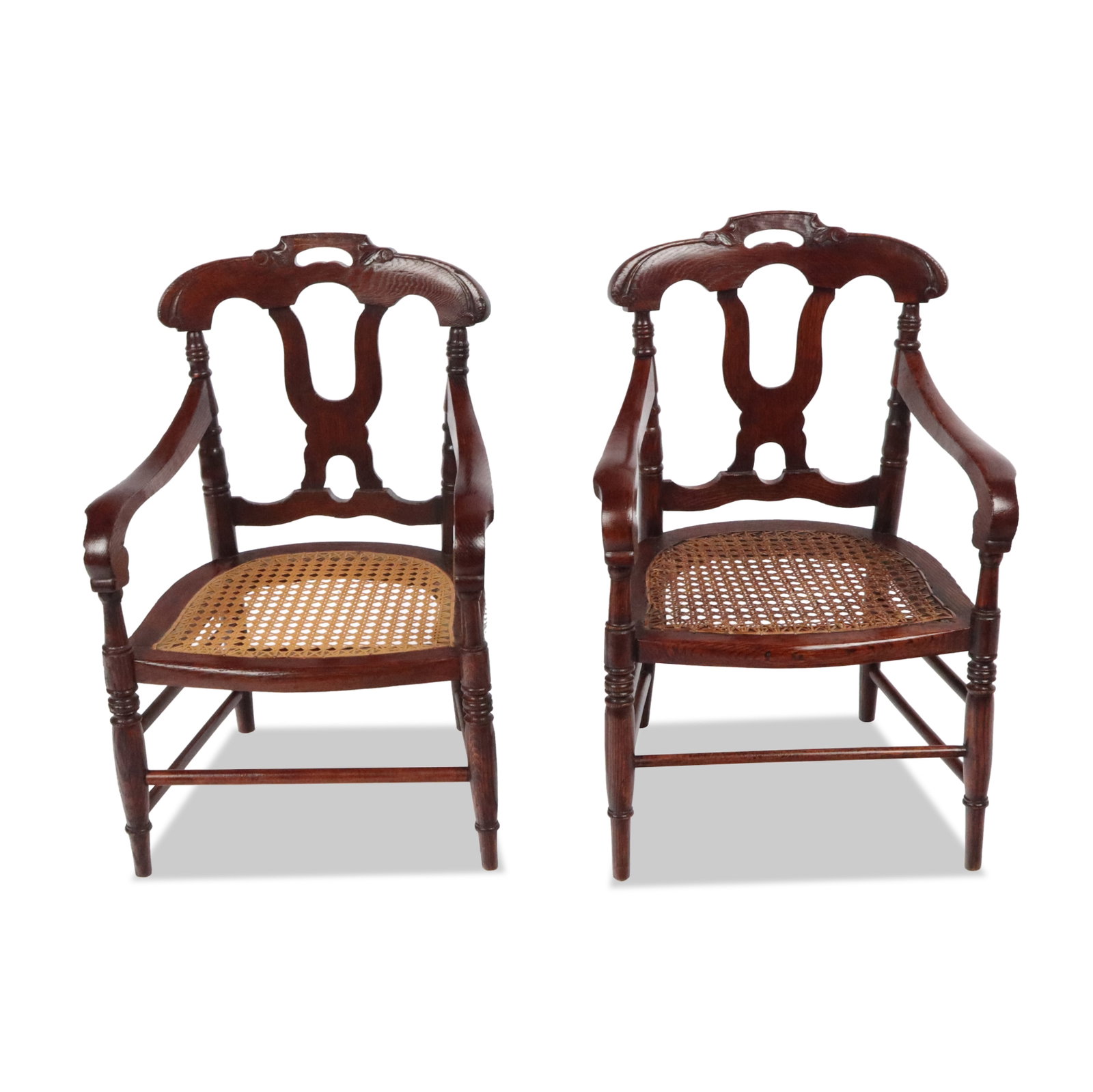 Pair of Victorian Oak and Caned Child's Chairs (1 of 6)
