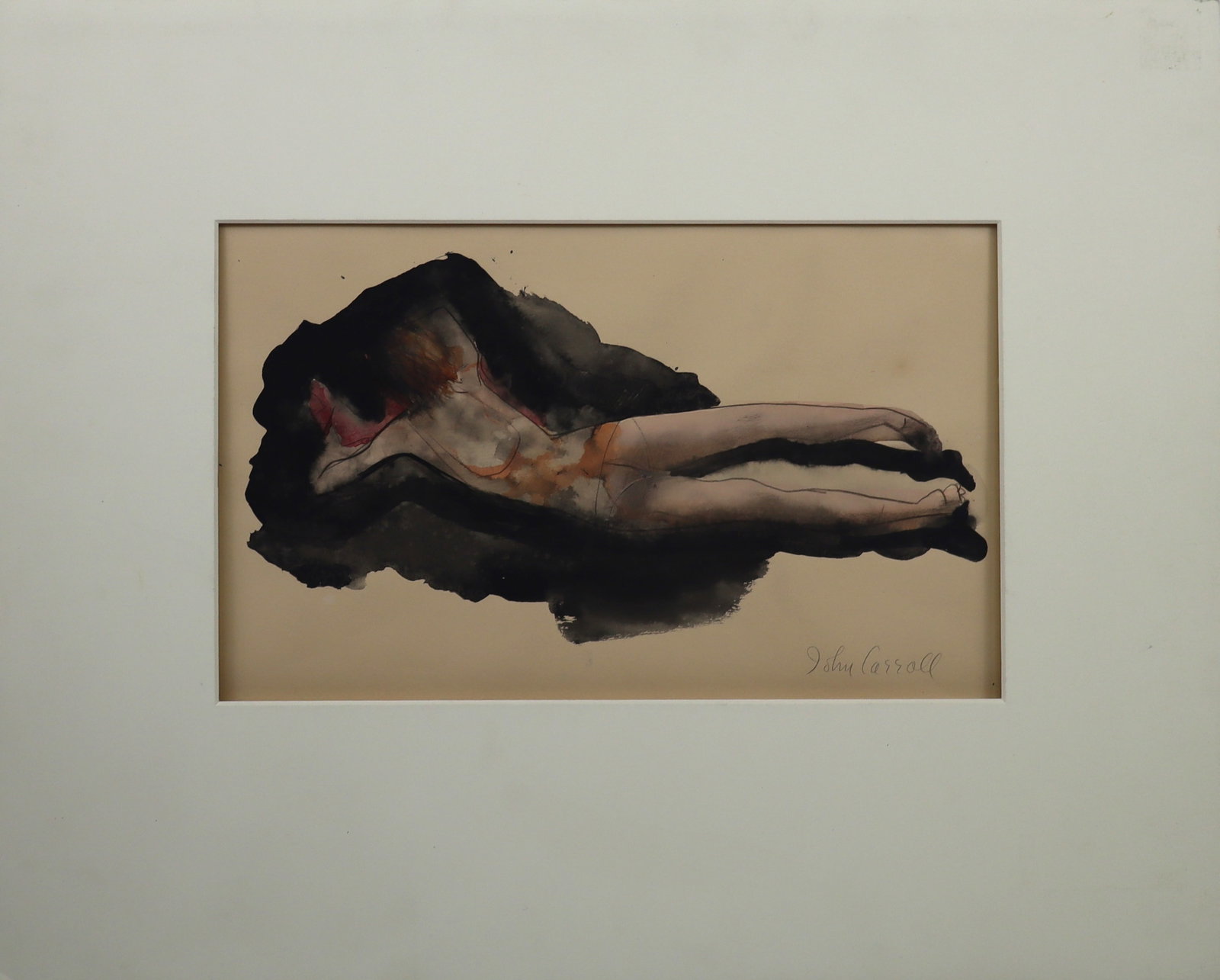 John CARROLL "Reclining Woman" Watercolor: John Carroll (American, 20th Century) unframed watercolor and pencil on paper, "Reclining Woman," pencil signed lower right. Provenance: Purchased from Rehn Gallery, New York, Jan. 17, 1979. [Sheet: 1