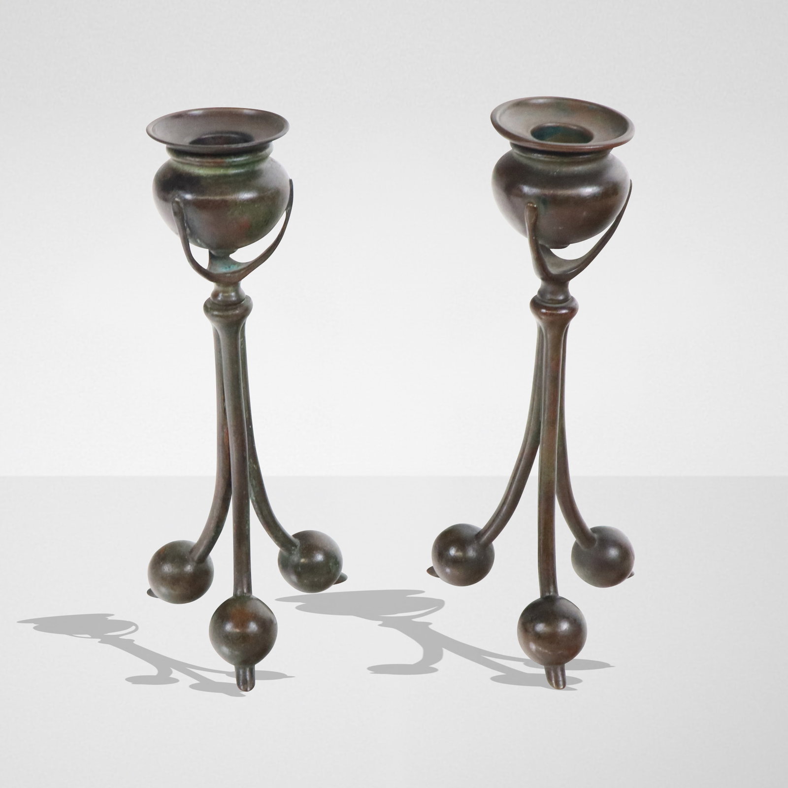 Tiffany Studios Pair of Bronze "Root" Candlesticks (1 of 11)